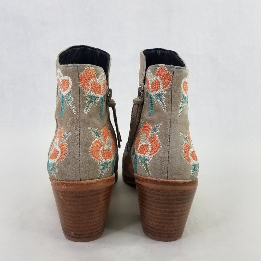 Rebecca Minkoff Lulu Too Boot 9.5 Grey Suede Embroidered Ankle Zip Boho Cowgirl - Picture 6 of 16